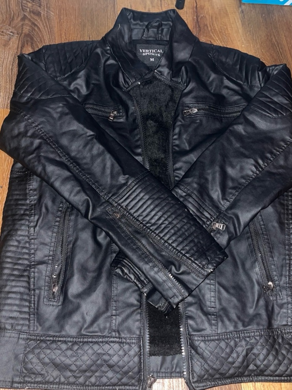 Vertical Sports Black Quilted Leather Bomber Jacket